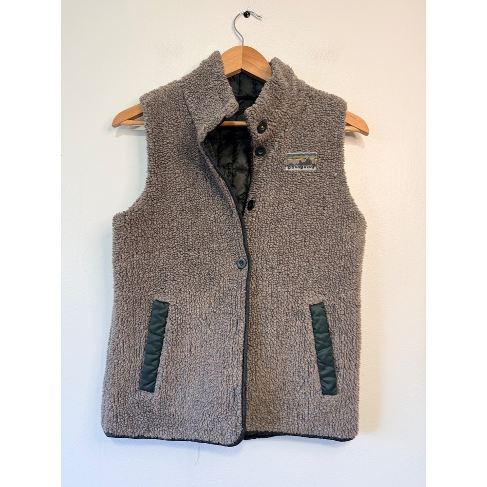 Patagonia Reversible Bivy‎ Down Vest Grey Purple Fleece Green  28085 Womens